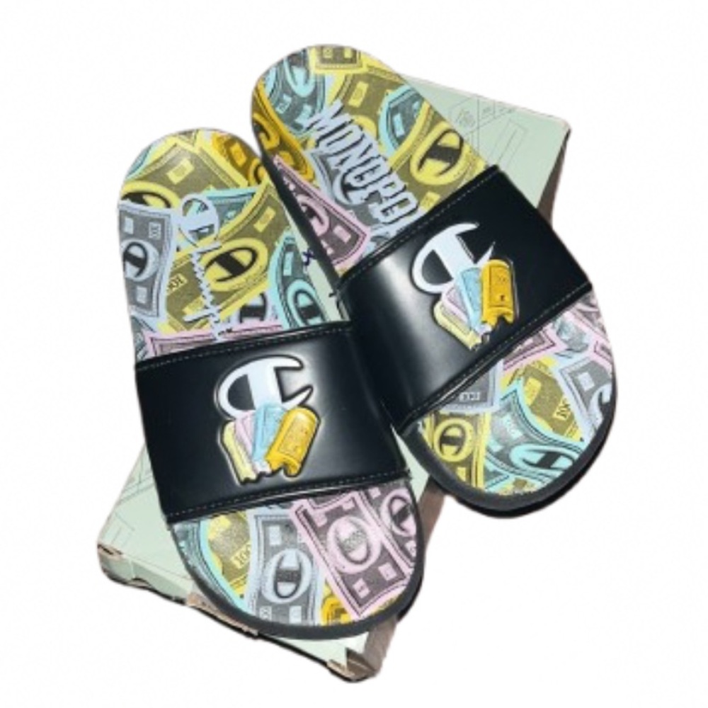 NEW Champion IPO Monopoly Money Stacks Black Slides Size 13